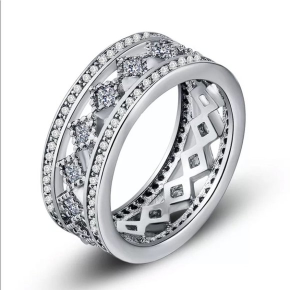 925 S Pretty Princess Cut White Sapphire Ring #63 - Picture 2 of 4